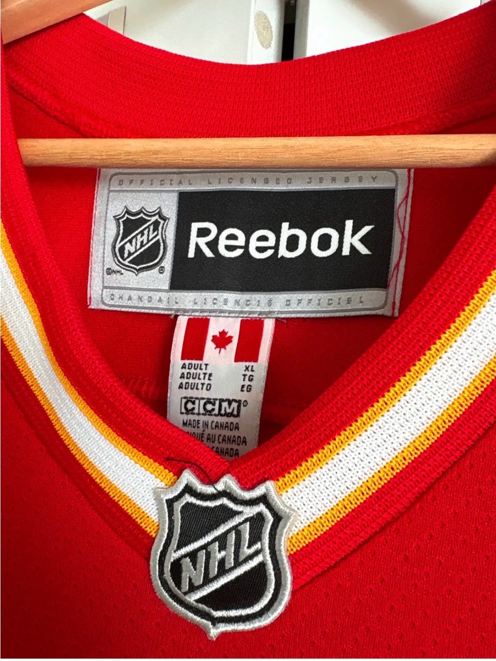 Calgary Flames Reebok Red and Yellow Boumeester #4 Hockey Jersey - Picture 5 of 5